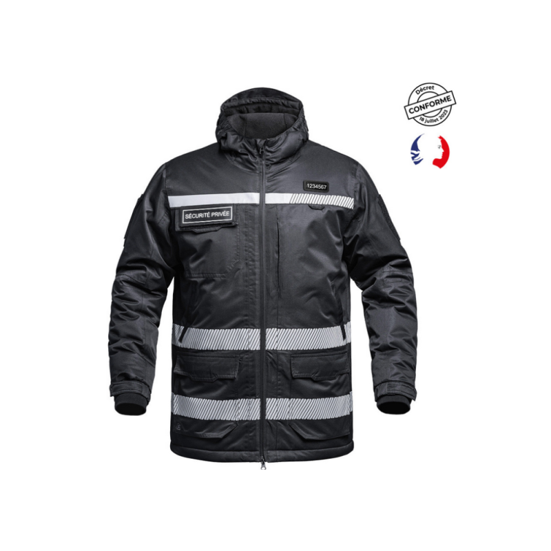 Parka Hardshell SÉCU-ONE WF 150 HV-TAPE Sécurité Privée noir