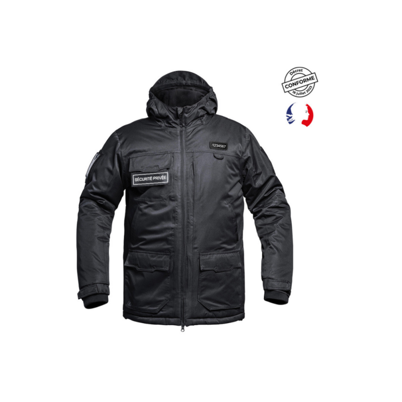 Parka Hardshell SÉCU-ONE WF 150 flap Sécurité Privée noir
