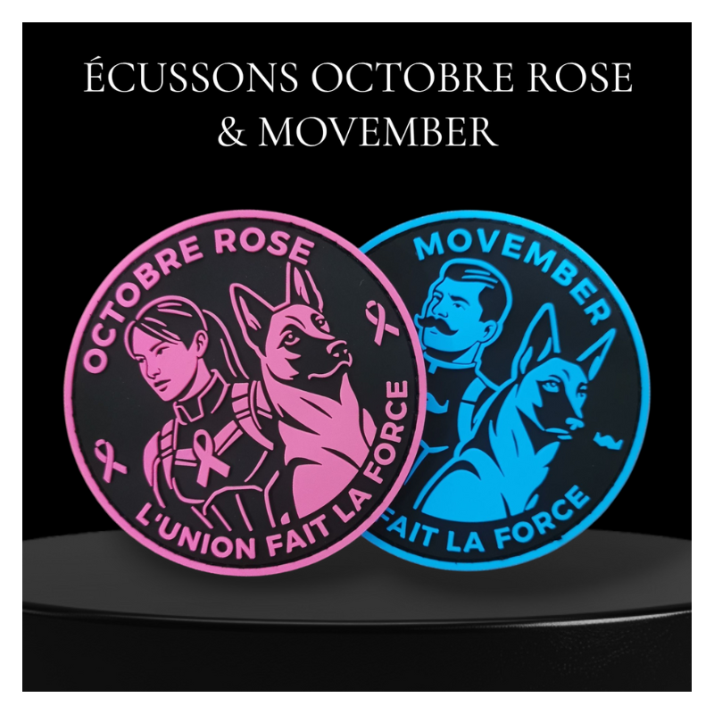 Lot de 2 Ecussons K9 Octobre rose & Movember
