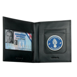 Intérieur porte-cartes cuir avec emplacement carte professionnelle et médaille GK
