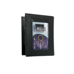 Porte-cartes 2 volets en cuir véritable noir pour forces de l’ordre