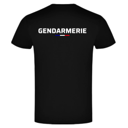 Dos du T-shirt Gendarmerie noir avec grande inscription et drapeau français
