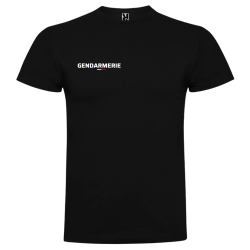 T-shirt Gendarmerie noir avec inscription sur la poitrine et drapeau tricolore