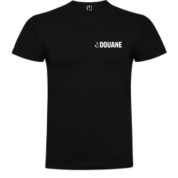 T-shirt Douane noir avec emblème et inscription sur la poitrine