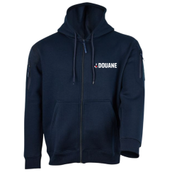 Sweat à capuche full zip Douane ARES avec inscription sur la poitrine