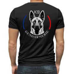 T-shirt K9 Gendarmerie avec motif tête de chien, inscription K9 et GENDARMERIE au dos