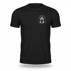 T-shirt noir K9 L’Union fait la force avec tête de chien et inscription au recto