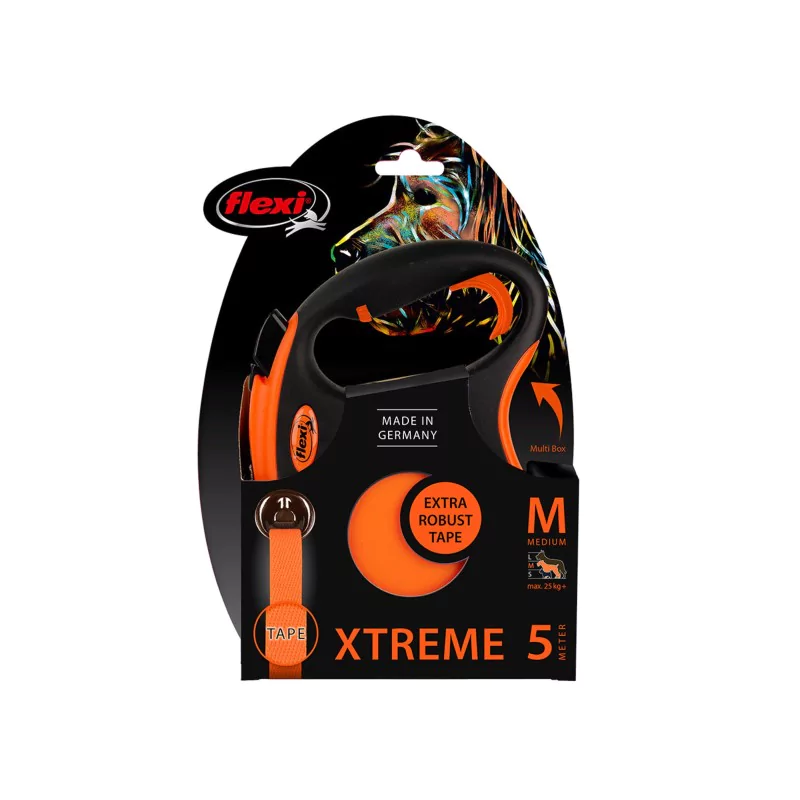 Laisse pour chien Flexi Xtreme M (sangle 5m) orange